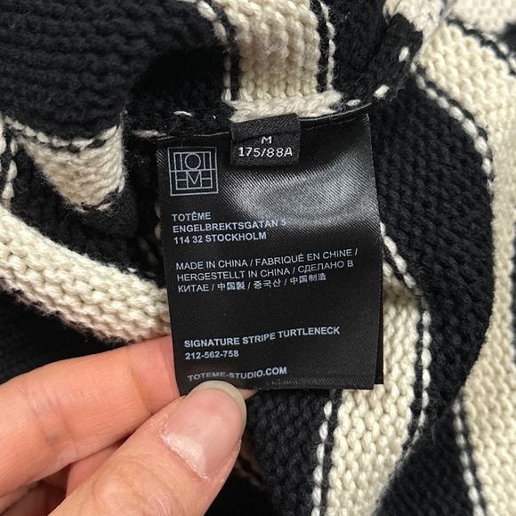 Toteme Signature Striped Wool Blend Oversized Turtleneck Sweater Womens M - Picture 10 of 12